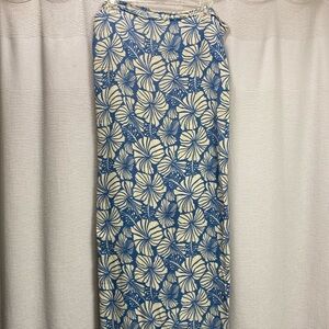 La Tropical sarong scarf tropical floral Blue/cream size 46”x 68” swim resort